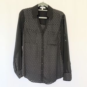 EXPRESS Black and White Polka dot Blouse